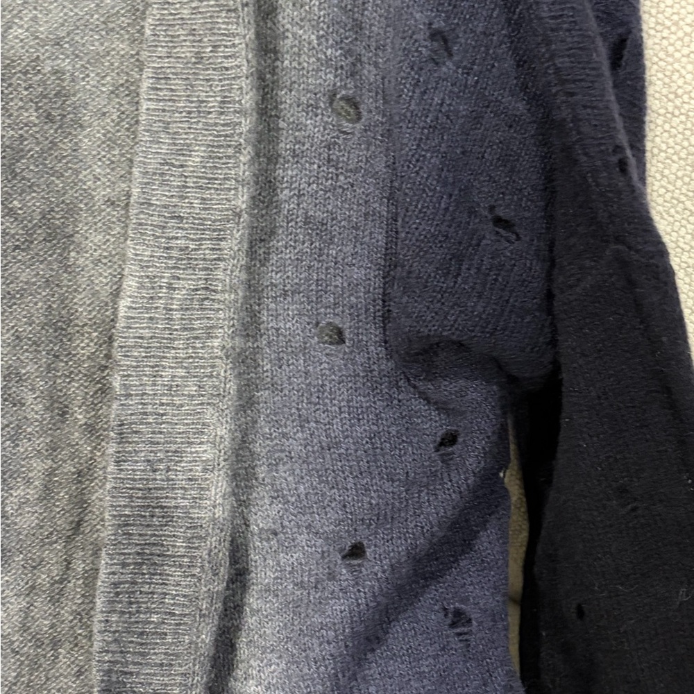 Kokun 100% Cashmere Women's Gray and blue Cardigan Sweater